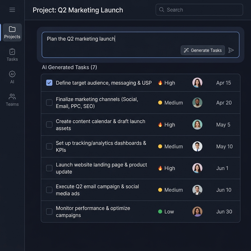AI Task Creator generating tasks
